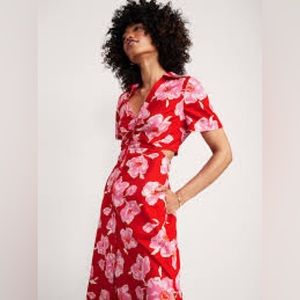 Old Navy Cutout Midi Shirt Dress floral with pockets NWT